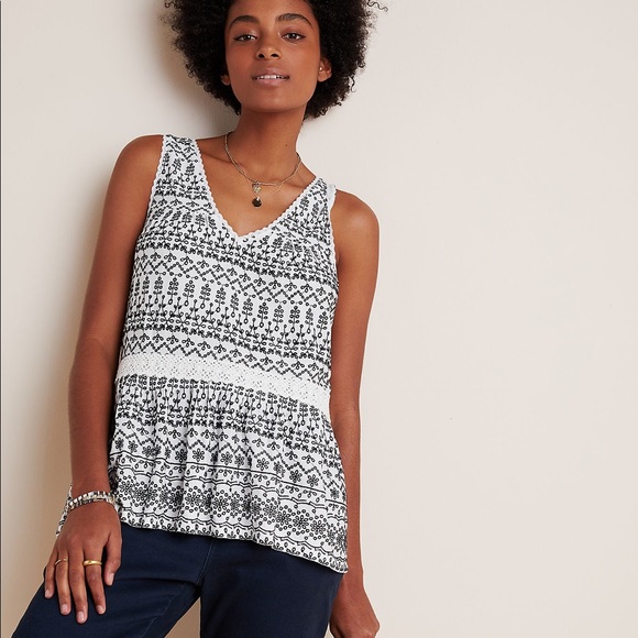 Maeve Cammie Embroidered Peplum Top Size Small - Picture 1 of 6